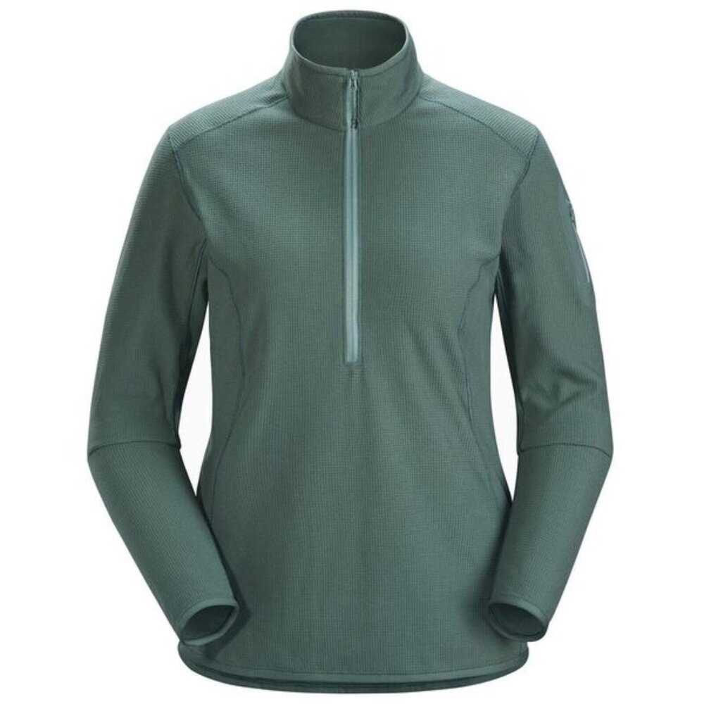 Arc'teryx Delta LT Zip Neck Fleece Baselayer Jacket in Muse/Muted Green, Small